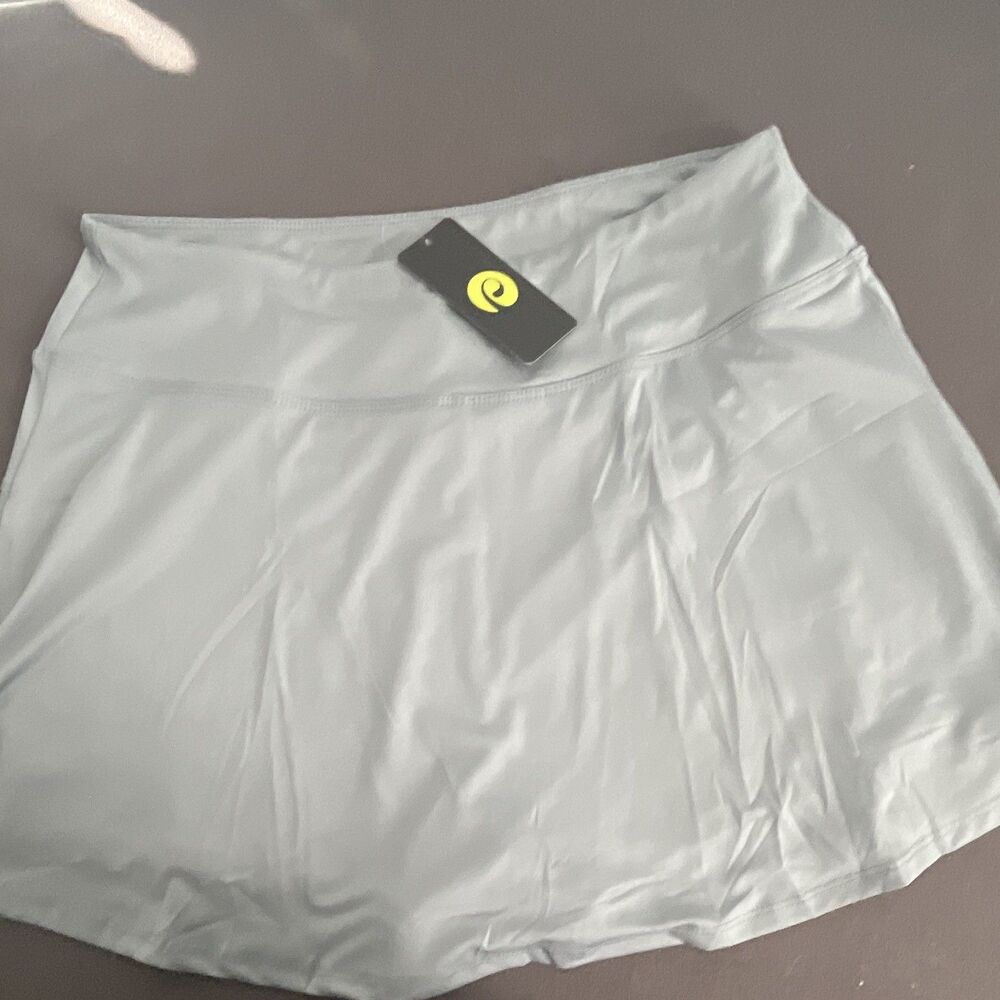 PINSPARK Women's Tennis Skort Gray Solid Pull On Short Athletic Size L